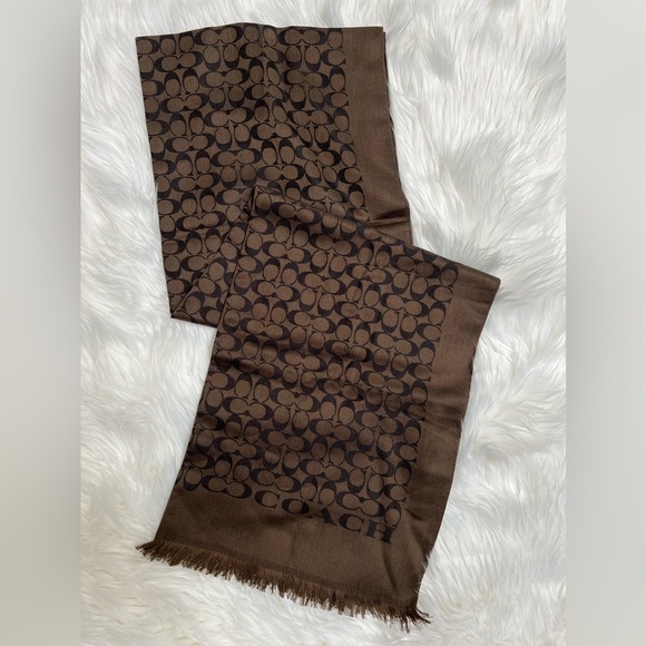 Coach Signature Oblong Wrap - Brown - Picture 1 of 4